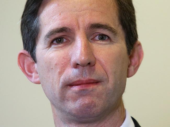 Minister for Education Senator Simon Birmingham speaking at doorstop at Parliament House in Canberra.