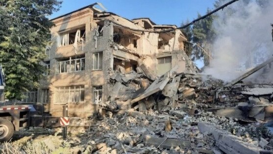 Ruslan and Volodymyr Zubenko's school, Kharkiv Gymnasium no. 47, destroyed by Russian bombardment. Photo: Contributed