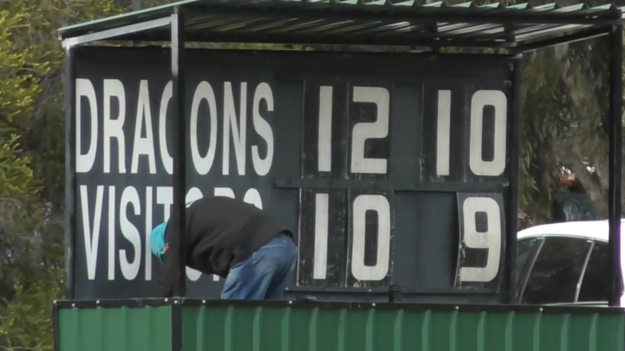 The scoreboard from the Greenacres v Flinders University divisionseven reserves Adelaide Footy Match, Greenacres' first B-grade win inalmost four years.