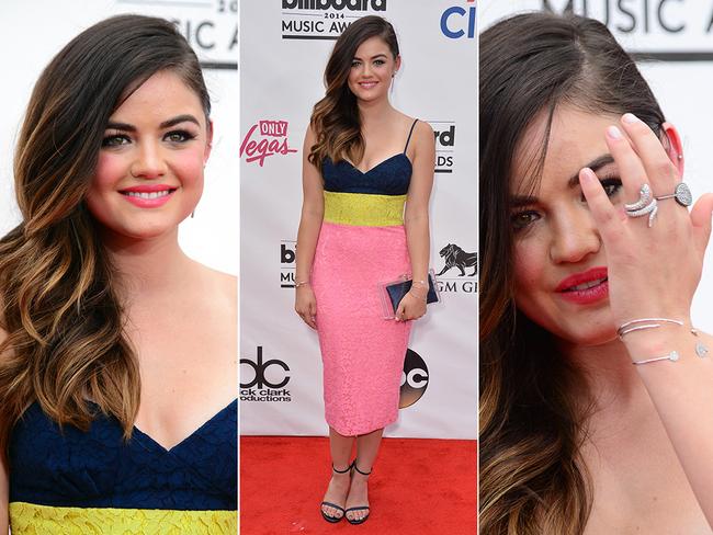 Lucy Hale arrives at the 2014 Billboard Music Awards is Las Vegas. Pictures: Getty