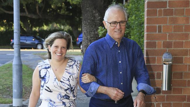 Malcolm Turnbull and his daughter Daisy arrive at the Wentworth FEC Community Christmas Party at Club Rose Bay. Picture: Dylan Robinson