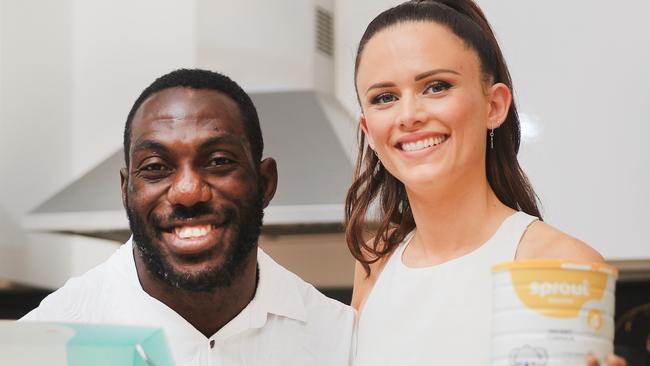 Former GC Titans player Sel Berdie, and wife Jenna are excited as their baby formula company expands. Photo: Scott Powick