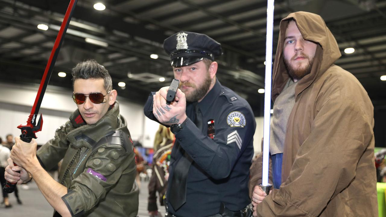 Supanova Comic Con at Adelaide Showground. David Benveniste, Hallam Bassett and Craig Faehrmann. Picture: Dean Martin