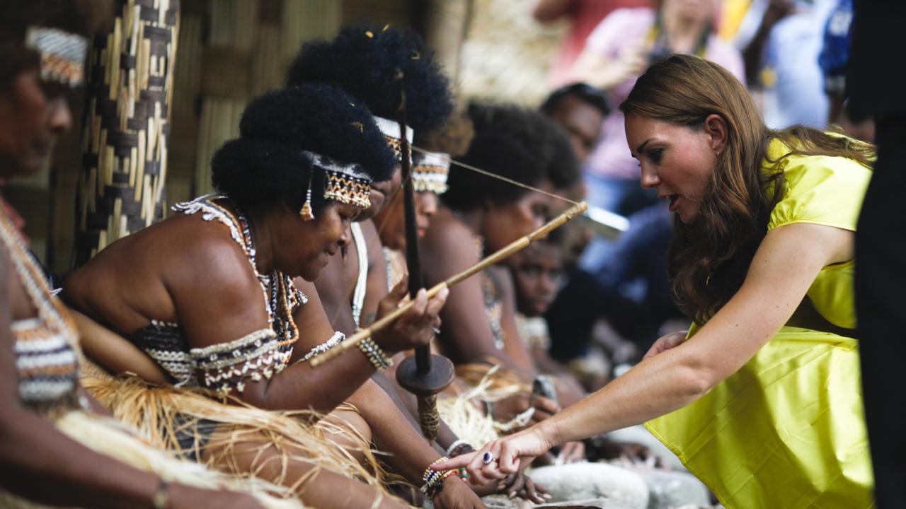 As Duchess of Cambridge in 2012, Kate visits Honiara in the Solomon Islands. Picture: AAP Image/Lukas Coch