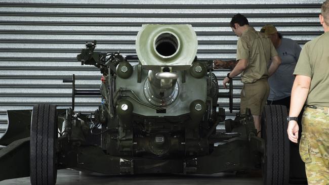 An M777 howitzer from 1st Regiment, Royal Australian Artillery, is prepared for transportation before being loaded onto a truck at Gallipoli Barracks in Brisbane. Picture: Defence