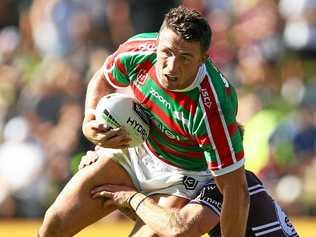 FORCE: Sam Burgess is hopeful the Rabbitohs forward pack can prove a dominant force against the Warriors on the Sunshine Coast on Saturday. Picture: BRENDON THORNE