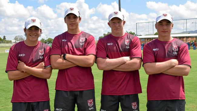 NRL HOPEFULS: Kelly Shadlow, Jaiden Green, Carter White and Tom Powell attended a two-day QRL camp last week. Picture: Steph Allen