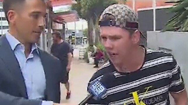 Charlie Woolfe-Moore shouting at reporters after being arrested and charged. Picture: 9 News