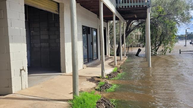 Water laps at the veranda of a riverside property at Morgan in the Riverland. Picture: Jamie Bruce