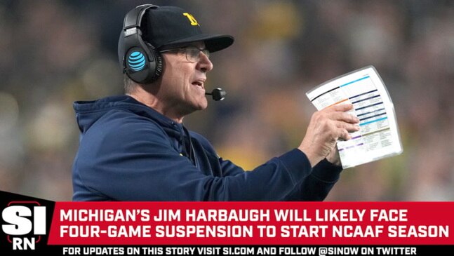 Michigans Jim Harbaugh Likely To Face Four Game Suspension The