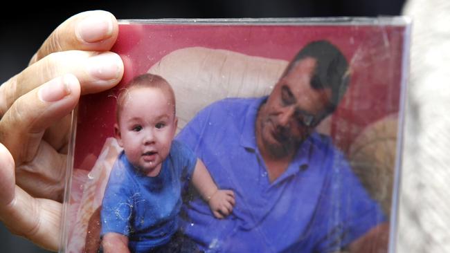 A photo of murdered toddler Mason Parker and his grandfather John Sandeman,