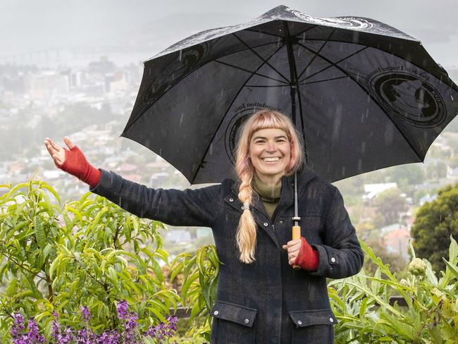 Organic gardener Hannah Moloney in her South Hobart garden.  Picture: Chris Kidd.