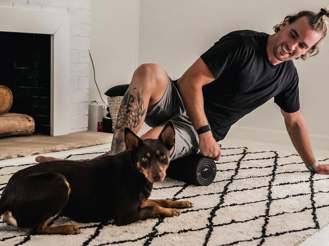 Clint Gutherson with one of his dogs. Picture: Instagram