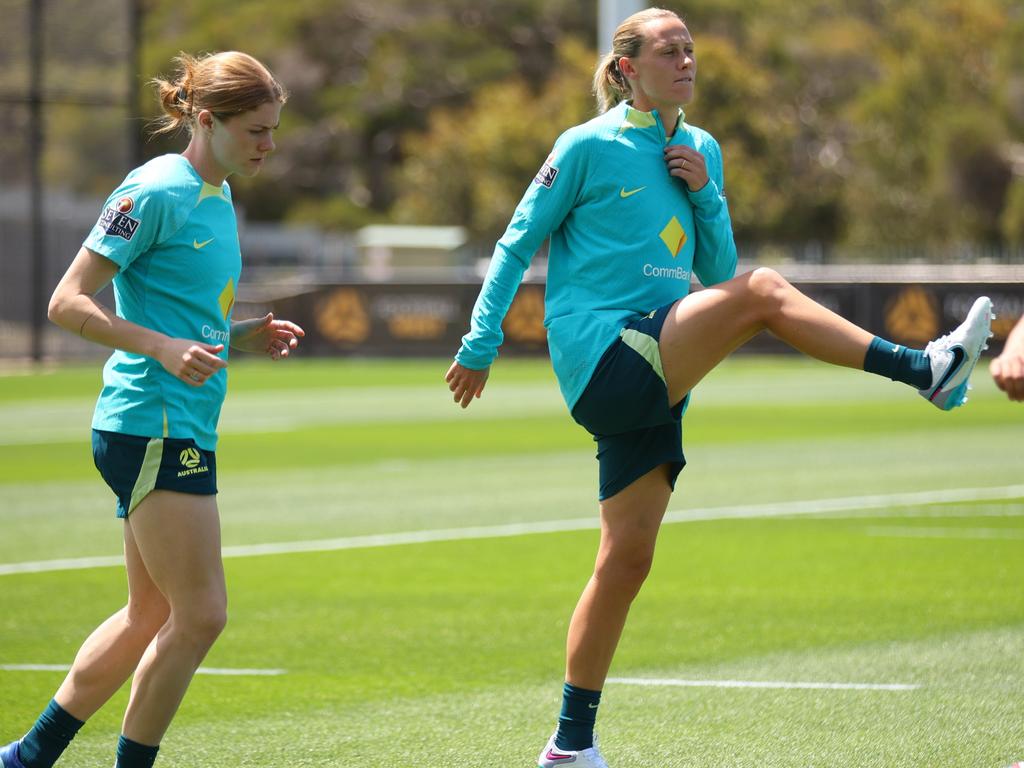 Emily Van Egmond at Matildas training on Monday. Picture: James Worsfold/Getty Images