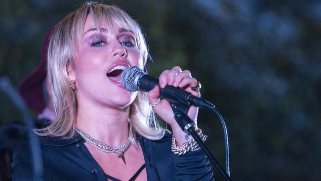 Miley Cyrus performs at the Sunset Marquis. Picture: Getty