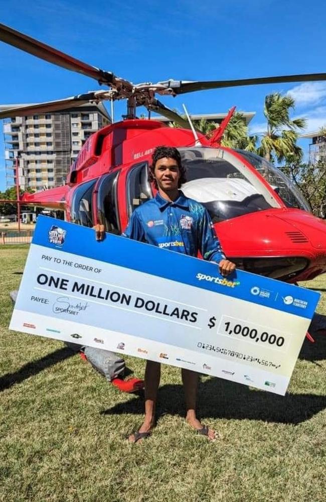 The 19-year-old is $1 million richer after the catch. Picture: Facebook