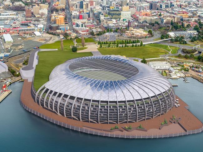 Macquarie Point Stadium 2.0 shown from above. Picture Stadia Precinct Consortia
