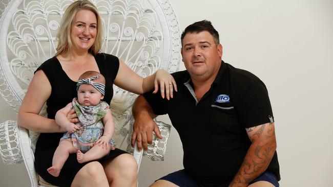 5 month old Isabella Cunningham has taken out The NT Cutest Baby, with parents Brendan Cunningham and Stephanie Paris-Berlin Picture: GLENN CAMPBELL