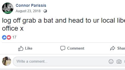  Greens candidate for Barton Connor Parissis’ Facebook post.