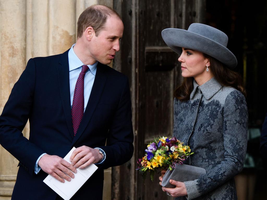 Britain’s Prince Williamand his wife Catherine, Duchess of Cambridge, are pictured as they leave Westminster Abbey in central London, after attending a Commonwealth Service on March 14, 2016. Picture: AFP