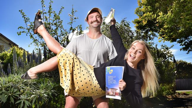 Melbourne-based Jane Beardwell and Matty Alvis have bought their first home in Armstrong Creek, just outside of Geelong, after deciding Melbourne's market was too competitive to crack. Picture: Nicki Connolly