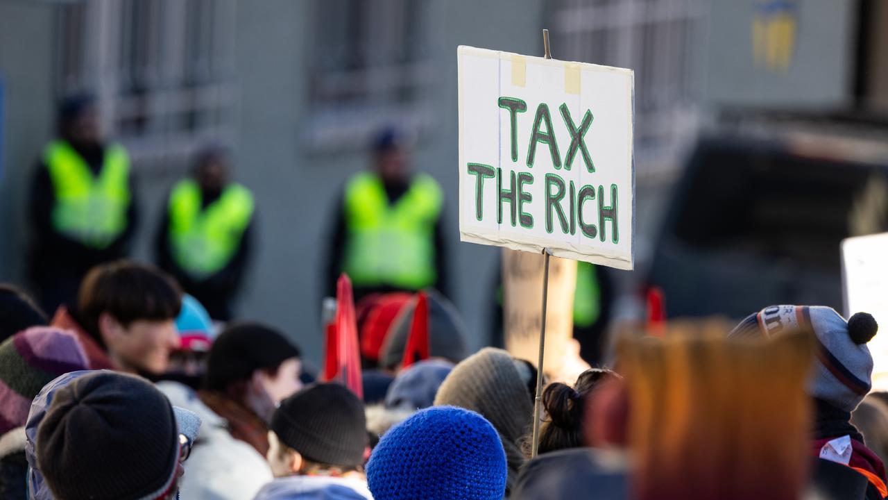 Protesters outside the World Economic Forum meeting in Davos. Picture: Hannes P Albert/picture alliance via Getty Images