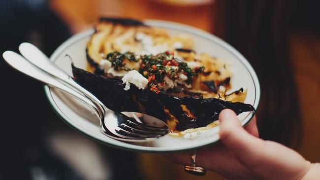 Half Acre: Grilled cabbage, torched goat cheese, chimichurri.