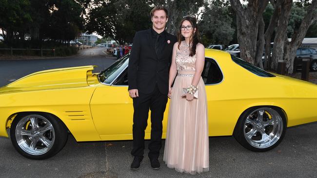 Hervey Bay High 2019 formal at the Waterfront Restaurant - graduates Christian Curtis and Ellisa Sendall. Photo: Alistair Brightman