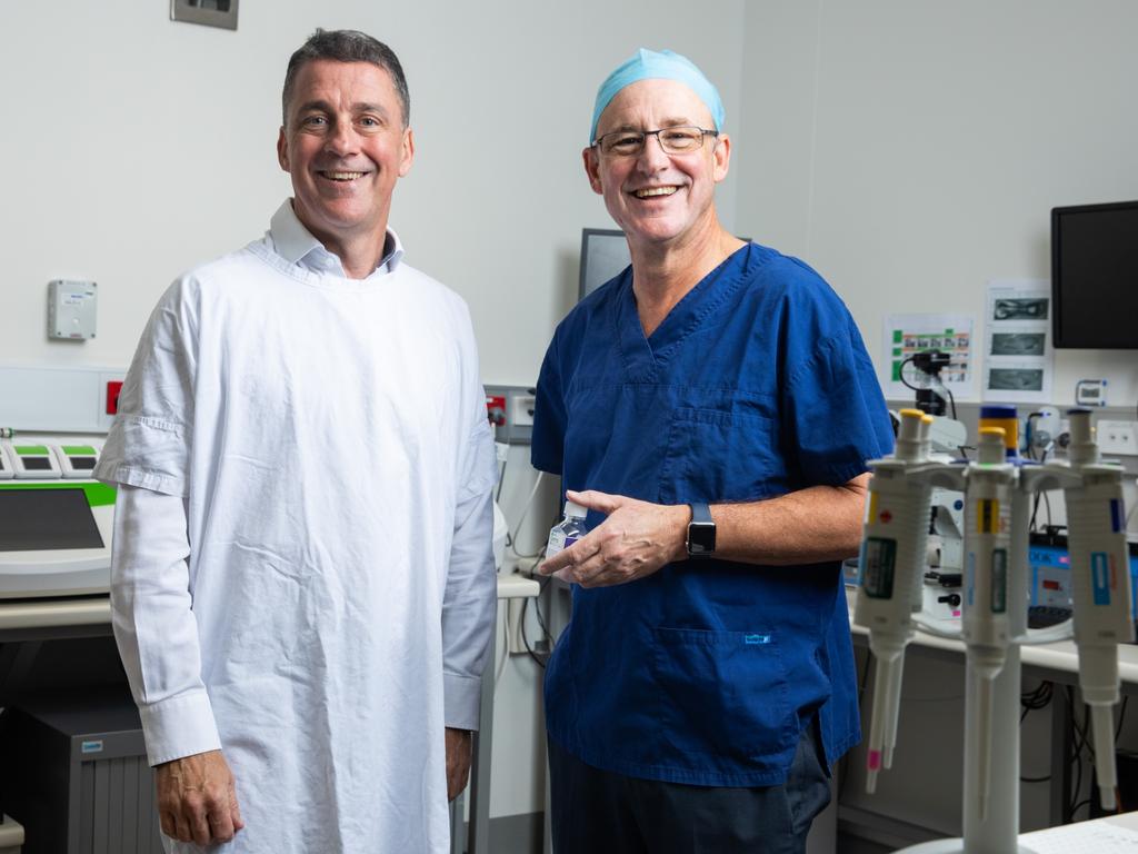 Steve McArthur and Mark Bowman of Genea Fertility have been work friends for 25 years. Picture: Renee Nowytarger Photography