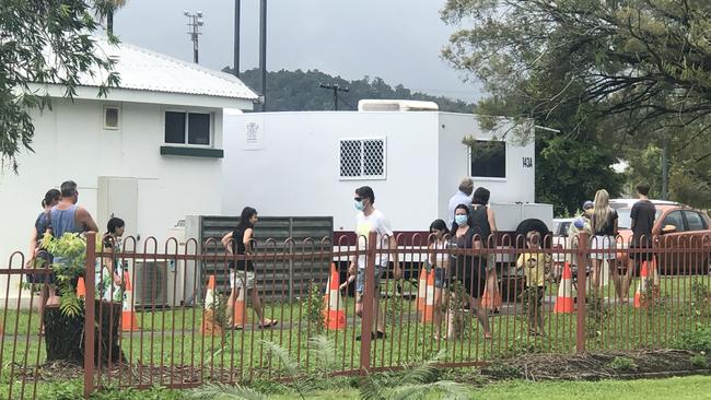 A Covid-19 testing clinic at Mossman Hospital has been “full” since Sunday’s announcement. PHOTO: Mark Murray.