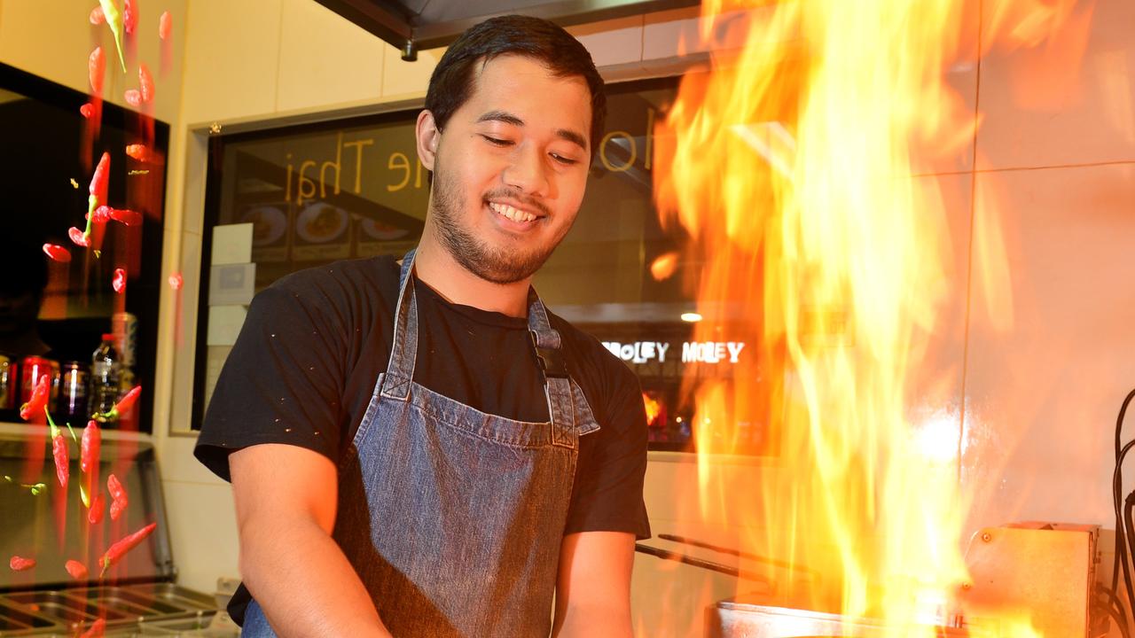 A chef in action at Pum's Kitchen in Maroochydore.