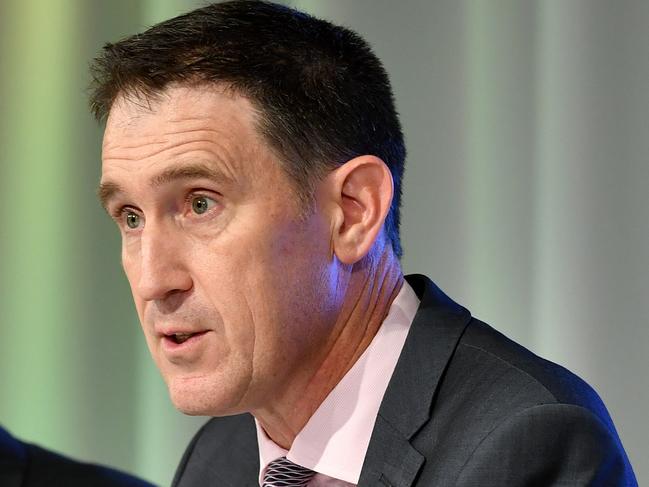 (L-R) Seven West Media CEO Tim Warner, Cricket Australia CEO James Sutherland and Fox Sports CEO Patrick Delaney speak to the media at the  InterContinental Hotel in Sydney, Friday, April 13, 2018. Australia's home limited-overs cricket internationals will go behind a paywall for the first time under a landmark $1.182 billion, six-year broadcast rights deal. Cricket Australia (CA) confirmed the deal struck with the Seven Network and Fox Sports on Friday, which means the end of four decades of the Australian summer of cricket on the Nine Network. (AAP Image/Joel Carrett) NO ARCHIVING