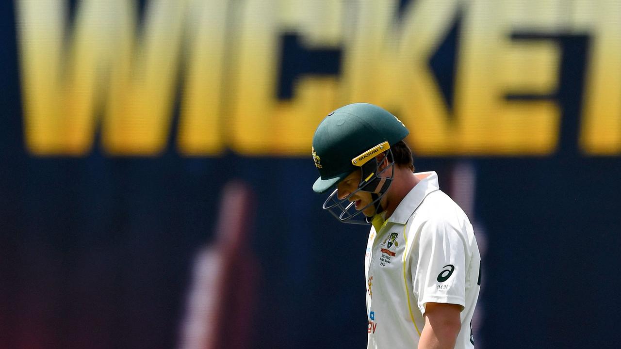 Harris walks off the field after his dismissal on day four at Adelaide Oval. Picture: AFP