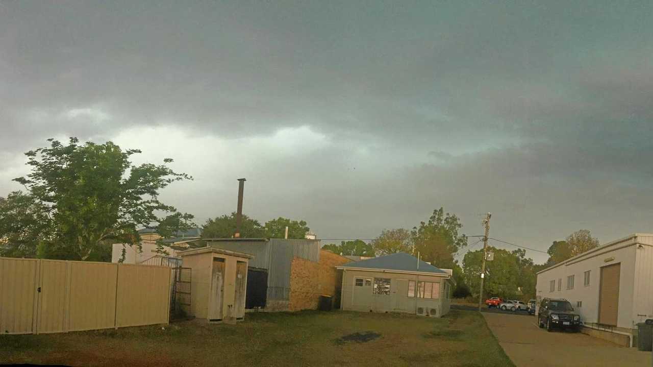 Hail storm passing over Chinchilla, 11/10/18. Picture: Brooke Duncan