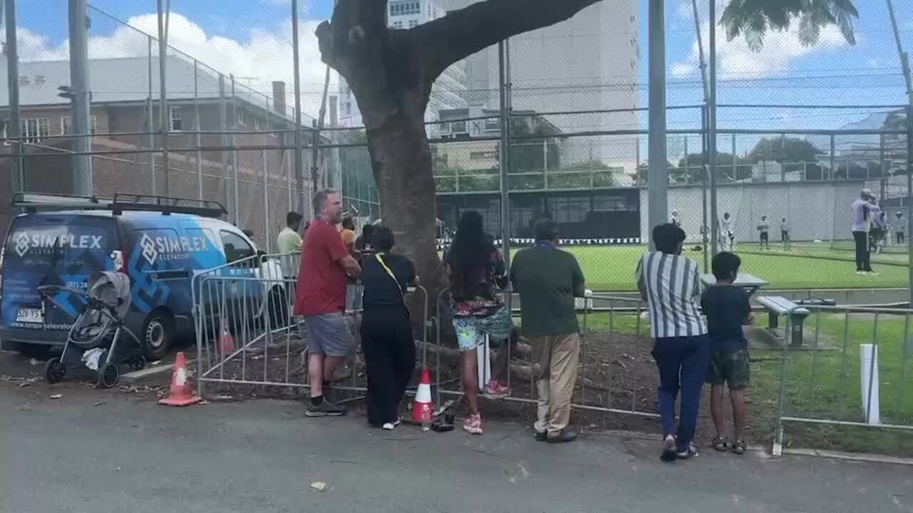 Cricket fans flock to the Gabba to see teams train