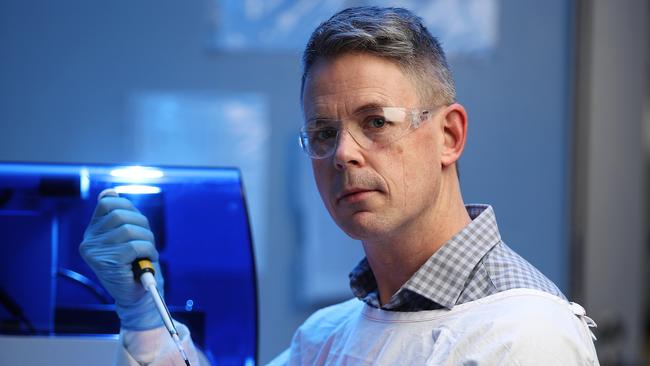 Associate Professor Nathan Bartlett from Hunter Medical Research Institute is developing a nasal spray that stops the virus that causes COVID19 and will also prevent the common cold and influenza. It begins human trials at the end of 2020. Picture: David Swift