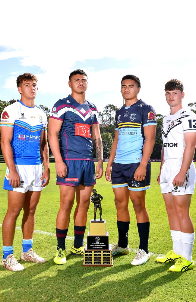 This year Amare Wynyard (Redcliffe SHS), Xzavier Timoteo (Ipswich SHS), Dean Tauaa (Mabel Park SHS) and Lewis Gardner (Stretton SC) will captain their sides. Picture, John Gass