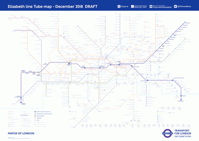 The new Elizabeth line map. Picture: Crossrail