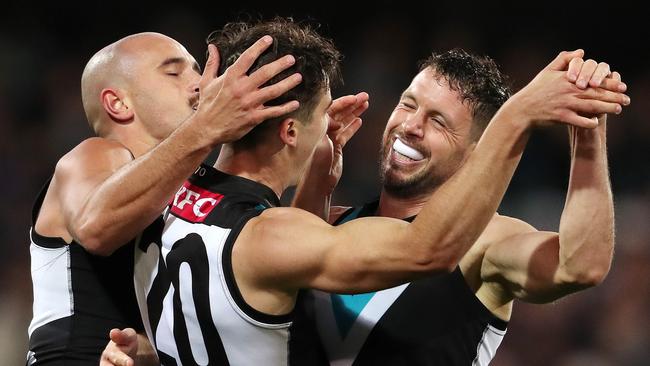 Connor Rozee and Travis Boak have headed to the US to work with a human movement specialist.