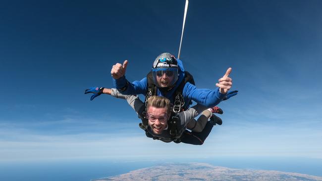 SA Skydiving doing tandem jumps over the Fleurieu Peninsula. Picture: SA Skydiving