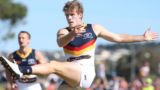 OPPORTUNITY KNOCKS. Harrison Wigg is contending for his AFL debut as Adelaide prepares to be without midfielder Brad Crouch with surgery to correct a fractured cheekbone. Picture: Stephen Laffer.