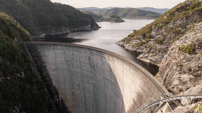 Tasmania’s Gordon River dam where water is used to run hydro-electric turbines.