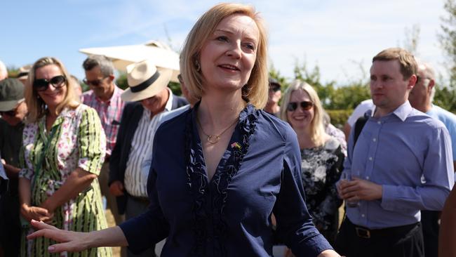 Tory leadership contender Liz Truss campaigning for the top job. Picture: Getty Images.