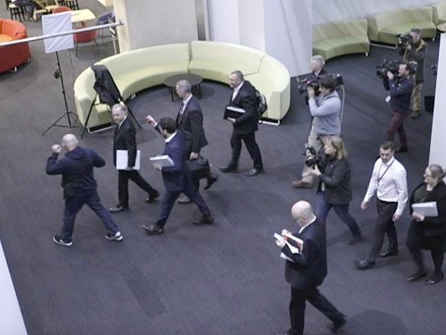 AFP officers raid the ABC’s offices in Sydney last month. Picture: AP