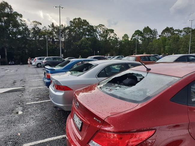 Damaged cars om the NSW Central Coast. Source: Twitter