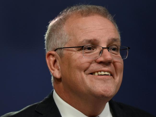 SYDNEY, AUSTRALIA - NewsWire Photos APRIL, 27, 2021: Prime Minister Scott Morrison speaks to the media during a press conference in Sydney. Picture: NCA NewsWire/Bianca De Marchi