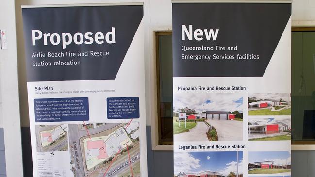 Airlie Beach Fire and Rescue Station relocation information panels at the Airlie Beach Fire Station Open Day, Saturday, November 12, 2022. Picture: Katrina Lezaic