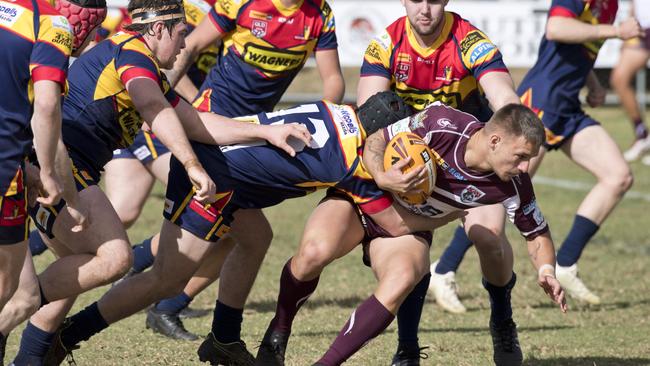 Tristan Powell is tackled playing for Burleigh in the Hastings Deering Colts.