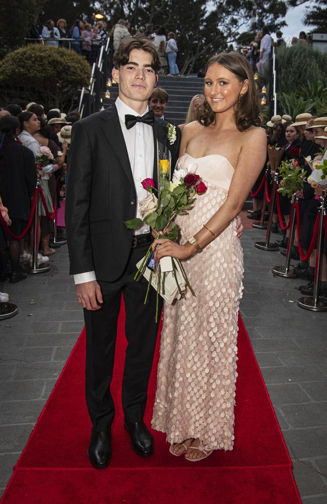 Cori Coggan and partner Harry McMillan arrive at The Glennie School formal at Picnic Point, Thursday, September 12, 2024. Picture: Kevin Farmer