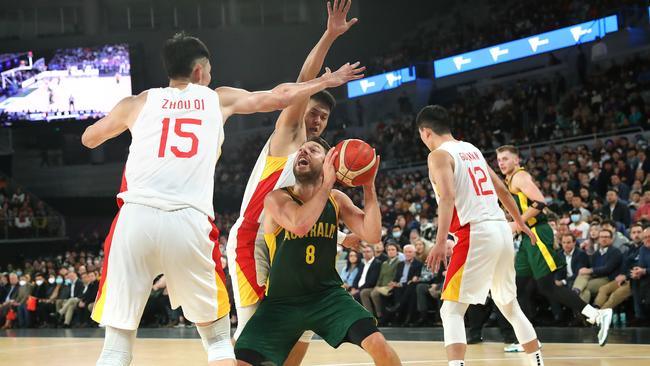 Matthew Dellavedova was at his best against his taller Chinese opponents. Picture: Kelly Defina/Getty Images